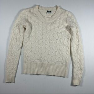 J.Crew Pullover Cream Crewneck Cable Knit Sweater Wool Angora Rabbit Hair Small